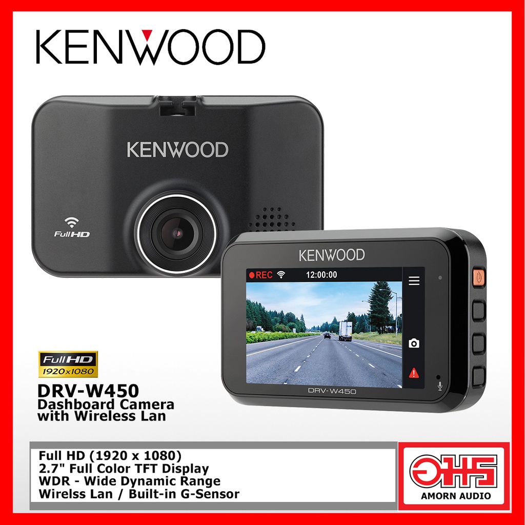◊[โค้ดLQSS7ลดสูงสุด1000] KENWOOD DRV-W450 Dashboard Camera with Wireless Lan กล้องบันทึกติดรถยนต์ FULL-HD หน้าจอ 2.7"