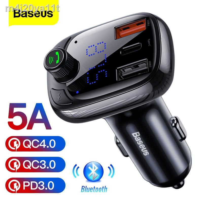 Baseus Quick Charge 3.0 Car Charger with FM Transmitter Bluetooth5.0 Handsfree FM Modulator Phone Ch