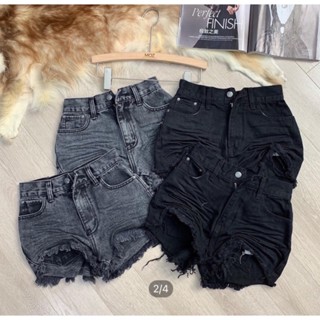กางเกงยีนส์ขาสั้นเเต่งย่นที่ปลายขา 3 สี ขายดี ป้าย Tan jeans