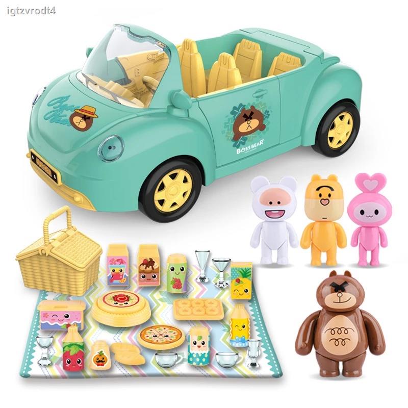 Convertible Children's Car Toy Forest Doll House Pink Picnic Car DIY Play Pretend Doll House Toy Doll Girl Gift