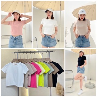 (พร้อมส่ง) siwashop #046 เสื้อครอปคอกลม ผ้านิ่มผ้าดี ทรงดี สีสวยคลาสสิค ปังเวอร์