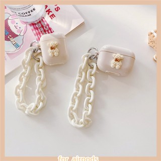 เคสหูฟัง แบบนิ่ม กันกระแทก ลายหมีสี่เหลี่ยมขนมเปียกปูนน่ารัก สําหรับ AirPods Pro Apple AirPods 2