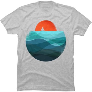 เสื้อยืดผู้ชาย Design By Humans Ocean Wave By Radiomode - - : เสื้อผ้า รองเท้า และเครื่องประดับ