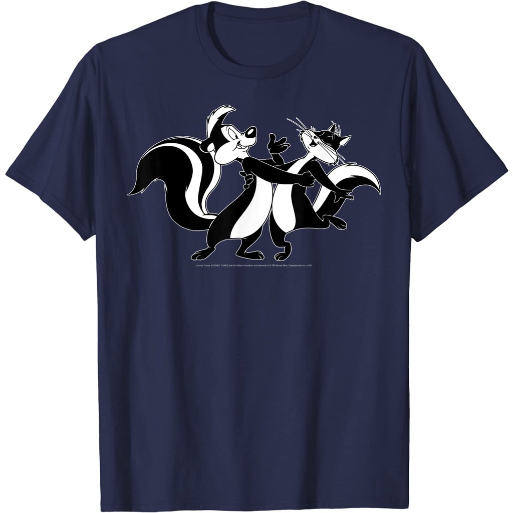 เสื้อยืด Looney Tunes Pepe Le Pew & Penelope Portrait : เสื้อผ้า รองเท้า และเครื่องประดับ