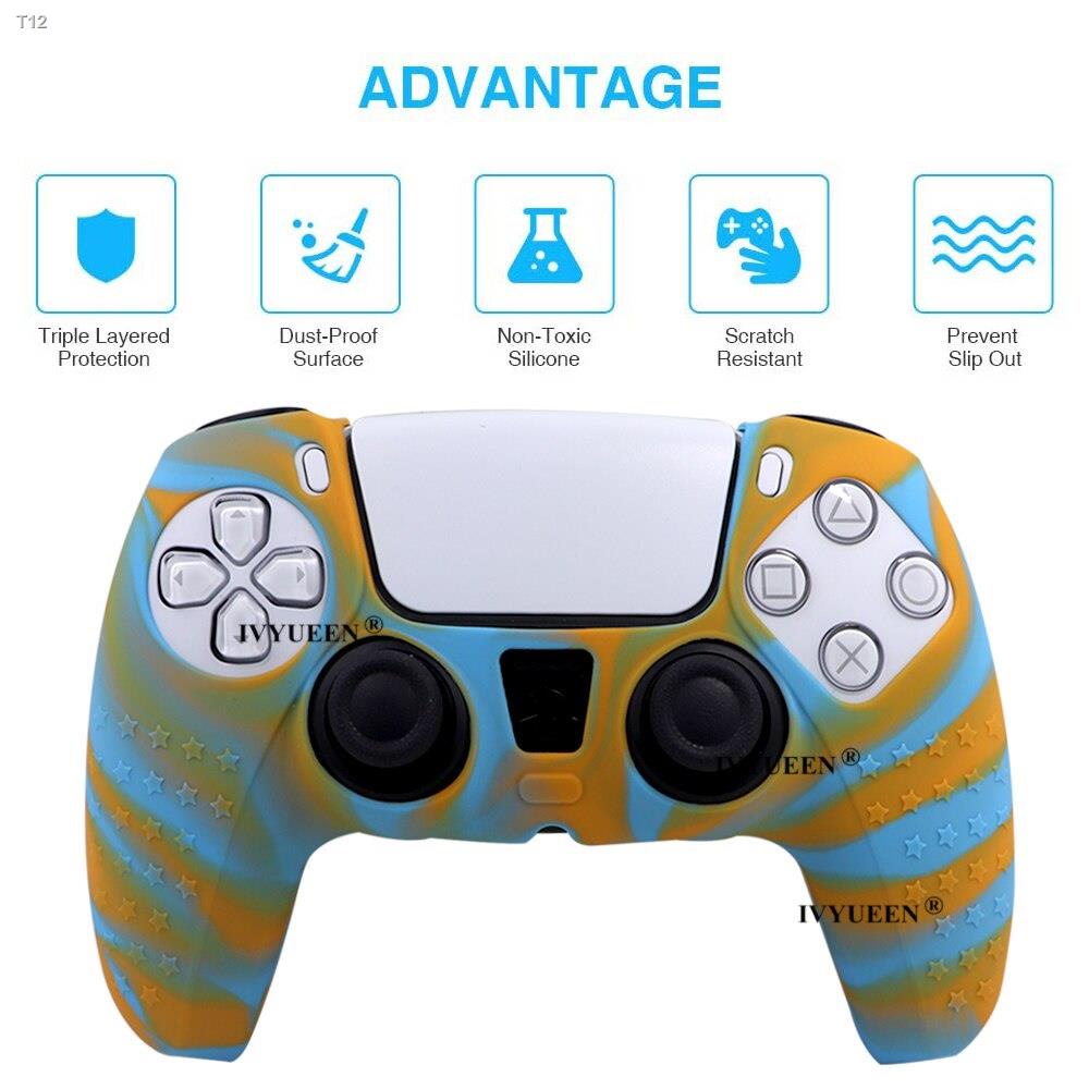Camouflage Silicone Cover Rubber Skin  for Sony PlayStation 5 DualSense Controller Gel Case Camo Thumb Stick Grips Caps