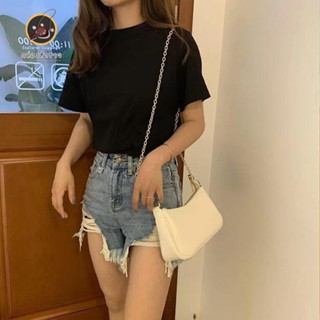 【เงินสด】กระเป๋า▫ กระเป๋า Hobo หนังหนาสวย แถมสายโซ่ทอง สายหนัง 2 สี