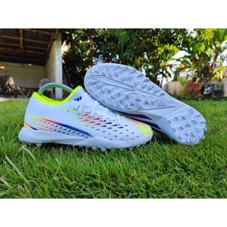 รองเท้าฟุตบอล Futsal Predator Edge.3 Low Tf Tapak Gerigi Turf Mini Soccer White Piala Dunia World Cup Power สีฟ้า