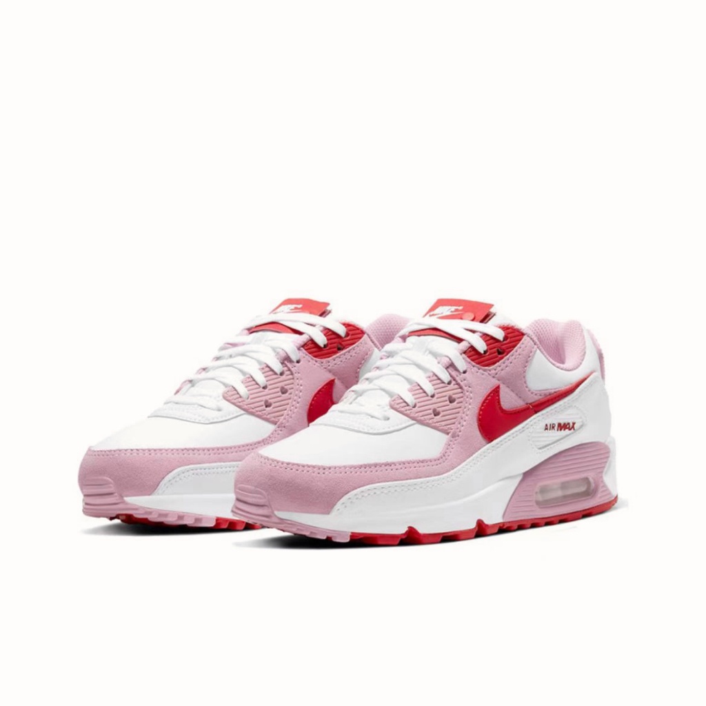 รองเท้าผ้าใบ nike แท้100% ผู้ชาย ผู้หญิง ❦♟🍃วินัยกระแส  Nike Air Max 90 gs"valentine's day” "สินค้าพรีออร์เดอร์"⭐การแนะ