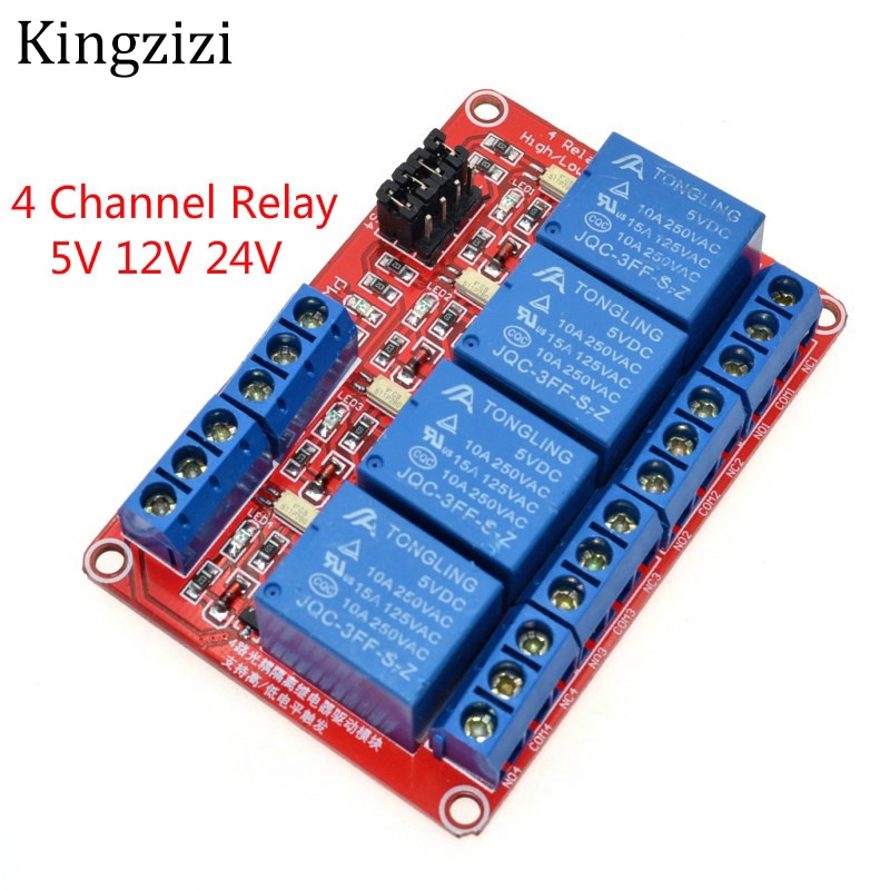 4 Channel 5V 12V 24V Relay Module Board Shield With Optocoupler Support High and Low Level Trigger 4 Way relay