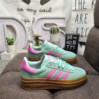 A_didas Originals Gazelle Bold W clover รองเท้าผ้าใบลําลอง พื้นหนา สามชั้น สไตล์วินเทจ