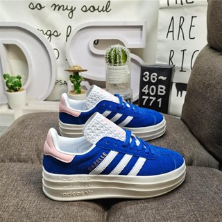 A_didas Originals Gazelle Bold W clover รองเท้าผ้าใบลําลอง พื้นหนา สามชั้น สไตล์วินเทจ