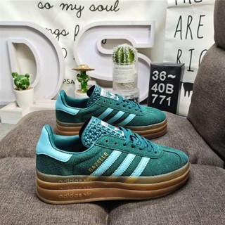 A_didas Originals Gazelle Bold W clover รองเท้าผ้าใบลําลอง พื้นหนา สามชั้น สไตล์วินเทจ