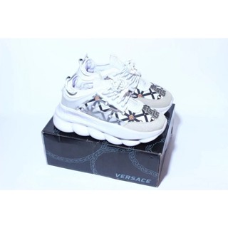Versace Chain Reaction รองเท้าผ้าใบลําลอง พื้นหนา เสริมส้น พิมพ์ลายมัฟฟิน สไตล์คลาสสิก เรโทร สําหรับผู้ชาย ผู้หญิง เหมาะกับการเล่นกีฬา