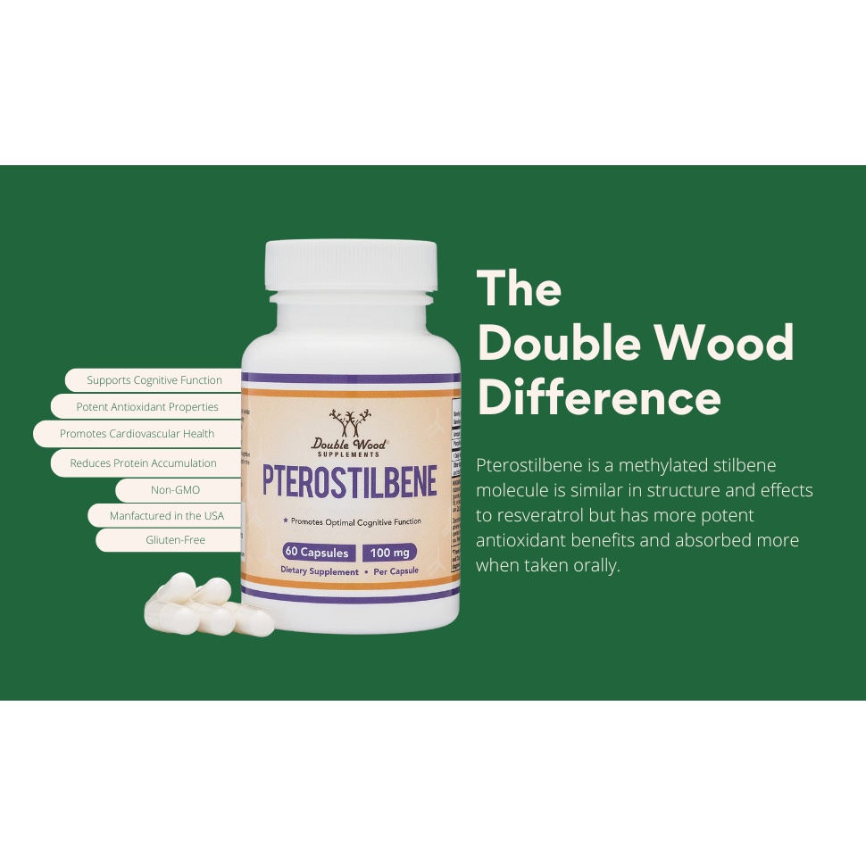 Double wood Pterostilbene 100 mg 60 caps