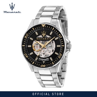 [2 Years Warranty] Maserati Sfida 44mm Silver Metal Band Mens Automatic Watch R8823140002