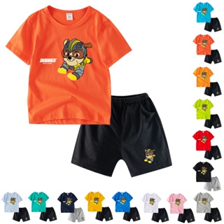 เสื้อยืดแขนสั้น ผ้าฝ้าย 100% พิมพ์ลายการ์ตูน Paw Patrol 7 สี และกางเกง สําหรับเด็ก CB032