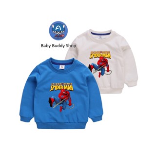 ** พร้อมส่ง **Spider Man เสื้อยืดแขนยาวเด็กแฟชั่นระบายอากาศ 10 สีลายการ์ตูนสไปเดอร์แมนเสื้อยืดผ้าฝ้ายพิมพ์ลาย