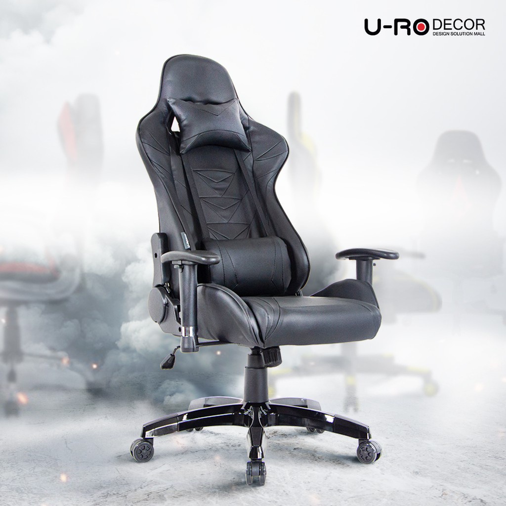 U-RO DECOR เก้าอี้เล่นเกมส์ ปรับเอนนอนได้ 180 องศา รุ่น ROBOT (โรบ็อต) สีดำ รับประกัน1ปี ปรับสูง-ต่ำได้ Gaming chair