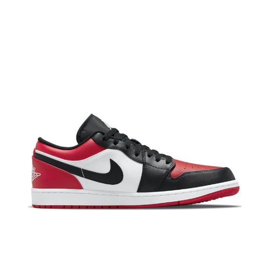 ☼■♦ของแท้ 100 %  Nike Air Jordan 1 Low “Bred Toe Black and red Sports shoes styleรองเท้าผ้าใบผู้ชาย