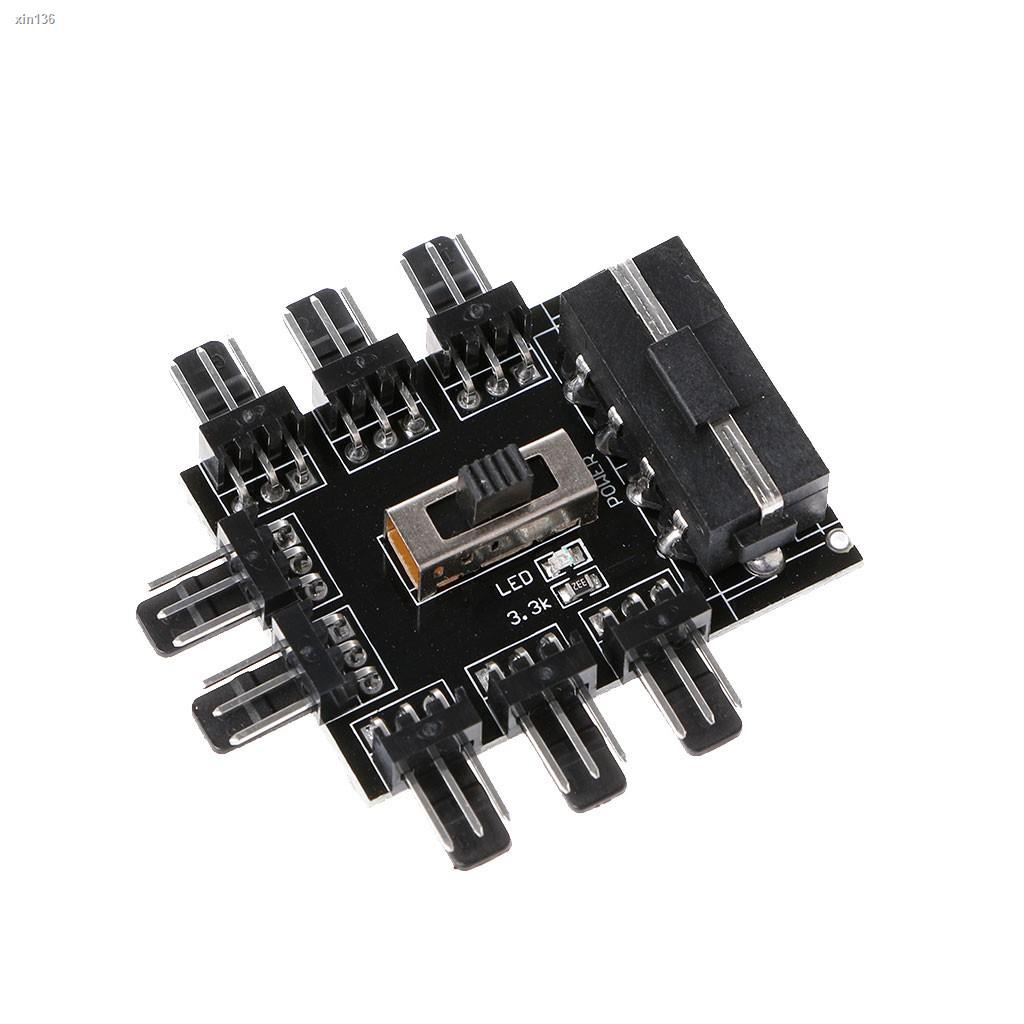 ☬✑PC IDE Molex 1 To 8 Way Splitter Cooling Fan Hub 3-Pin 12V Power Socket Adapter