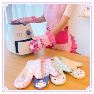Sanrio ถุงมือฉนวนกันความร้อน ทนความร้อน ถุงมือจับของร้อน Kuromi Cinnamoroll Melody ลายการ์ตูนน่ารัก สําหรับเตาอบไมโครเวฟ เตาอบ