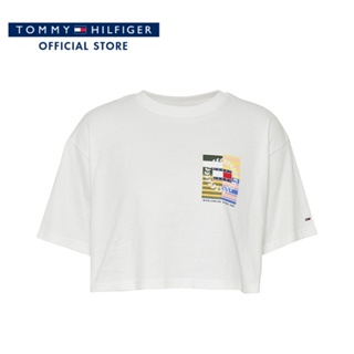 Tommy Hilfiger เสื้อครอปผู้หญิง รุ่น DW0DW16157 YBR - สีขาว