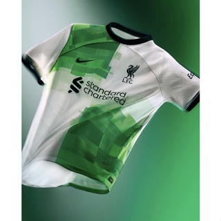 เสื้อเเข่งชุดเยือนทีมลิเวิอร์พูล เกรดเเฟนบอล NIKE LIVERPOOL 2023/2024 AWAY REPLICA JERSEY - WHITE/GREEN SPARK/BLACK