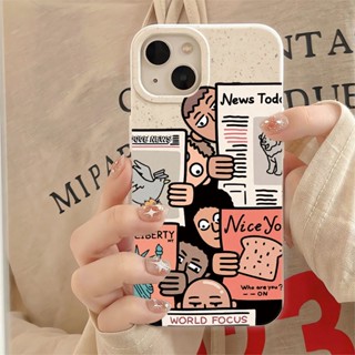 เคสโทรศัพท์มือถือแบบนิ่ม ลายการ์ตูนหนังสือพิมพ์ สีขาว สําหรับ iphone 14promax 11 13 12 7 8 Plus X XR XSMax