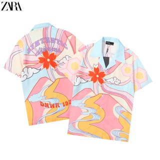 [พร้อมส่ง] Zara เสื้อเชิ้ตแขนสั้นลําลอง คอปกพับ พลัสไซซ์ สไตล์วินเทจ แฟชั่นฤดูร้อน สําหรับผู้ชาย และผู้หญิง 2023