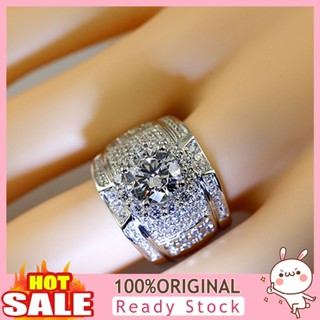 [B_398] Men Fashion Rhinestone Silver Wedding Engagement Finger Jewelry