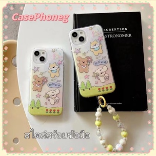 🍑CasePhoneg🍑สไตล์สร้อยข้อมือ ป้องกันการหล่น ขอบเต็ม iPhone 11 14 pro max การ์ตูน ลูกสุนัข case for iPhone 12 13