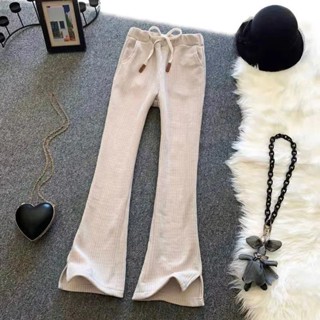 ▩[พร้อมส่ง] กางเกงขายาวลําลอง ผ้าลูกฟูก เอวสูง ทรงหลวม สีขาว แฟชั่นฤดูใบไม้ร่วง และฤดูหนาว สําหรับสตรี