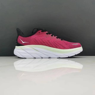 [พร้อมส่ง] Hoka ONE Clifton 8 Shock รองเท้าวิ่ง ดูดซับแรงกระแทก สีแดงกุหลาบ สีดํา 2023