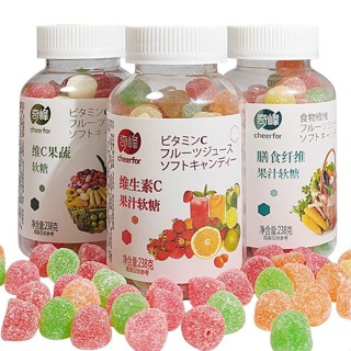 ▧✸●Qifeng Soft Candy น้ำเยลลี่วิตามินซีใยอาหารน้ำผักและผลไม้เด็กลูกอมเยลลี่ 238g บรรจุขวด