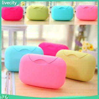 {livecity} กล่องเก็บสบู่ แบบพกพา สีแคนดี้ สำหรับติดห้องน้ำ