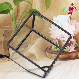 【AG】Geometric Cubes Glass Terrarium Home Decor Plant Fleshy Holder Vase Pot