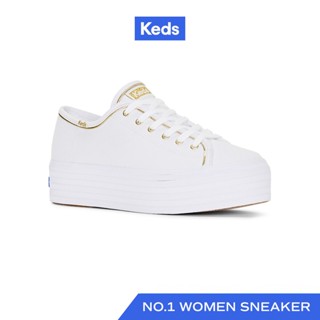 KEDS รองเท้าผ้าใบ มีส้น รุ่น TRIPLE UP CANVAS PIPING สีขาว ( WF67638 )