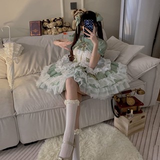 ♞❈☒Daydream Whispers Lolita Original Chunting Basil Long Dress Chinese Pastoral Style Fat Sister Adult Ceremony