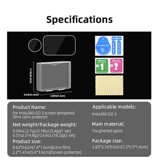 ฟิล์มกันรอยหน้าจอ และเลนส์กล้อง ป้องกันการระเบิด กันรอยขีดข่วน อุปกรณ์เสริม สําหรับ Insta360 GO 3