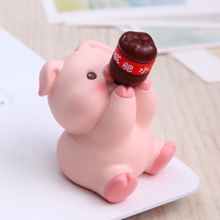 ◕◄℡ญี่ปุ่น Healing Coke Happy Ton Ton Pig Desktop ขนาดเล็กตกแต่งห้องนั่งเล่นตกแต่งสำนักงานตกแต่งสถานี Decompression