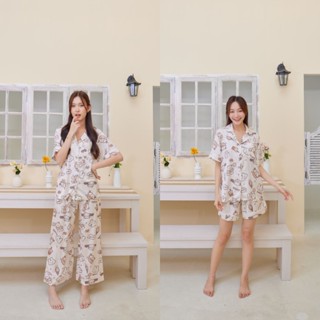 ชุดนอน Muslin pajamas [ โค้ด MUSSEP130 ลด 130 ฿] ชุดนอน  ซาติน Silk Satin ผ้านุ่มลื่น ใส่สบาย ( รุ่น T1041,N1041,L1041 )