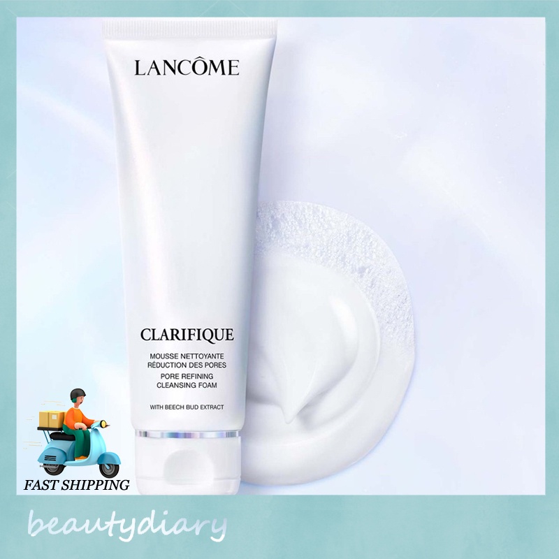 【ของแท้ 100%】Lancome Clarifique Pore Refining Cleansing Foam 125ml ลังโคมไวท์เทนนิ่งคลีนซิ่งโฟม