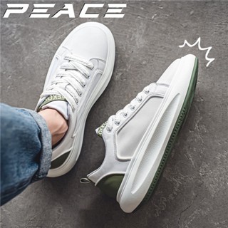 ใหม่ PEACE รองเท้าผ้าใบหุ้มข้อพื้นหนาสำหรับผู้ชายที่สวมใส่สบายและระบายอากาศได้ดี