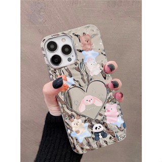 เคสโทรศัพท์มือถือ ชุบไฟฟ้า ลายสวนสัตว์ สีเงิน สําหรับ Apple iPhone 14 13 12 11 Pro Max 14pro 13 11