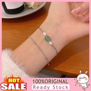 [B_398] Women Bracelet Double-layers Chinese Style Dainty Retro Faux Chalcedony Ladies Jewelry Accessories