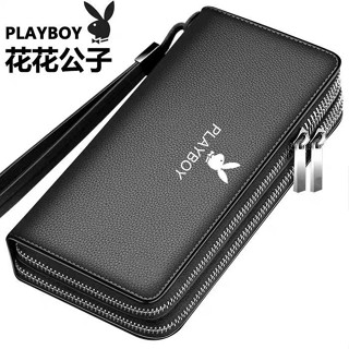 ✔กระเป๋าถือผู้ชาย Playboy ยาวเนื้อหนังแท้ความจุขนาดใหญ่อินเทรนด์ Multi-Card Zipper กระเป๋าถือธุรกิจ