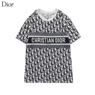 ใหม่ เสื้อยืดแขนสั้น พิมพ์ลายโลโก้ตัวอักษร DIOr สําหรับผู้ชาย และผู้หญิง 2023