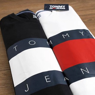 Tommy เสื้อยืดแขนสั้น ผ้าฝ้าย พิมพ์ลาย ทรงหลวม สไตล์คลาสสิก แฟชั่นฤดูร้อน สําหรับผู้ชาย และผู้หญิง