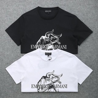 Emporio Armani EA7 เสื้อยืดแขนสั้น พิมพ์ลายโลโก้นกอินทรีย์ สไตล์ยุโรป และอเมริกา แฟชั่นฤดูร้อน