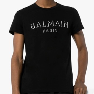 Balmain เสื้อยืดคอกลม แขนสั้น พิมพ์ลายตัวอักษร แฟชั่นฤดูร้อน สําหรับผู้ชาย